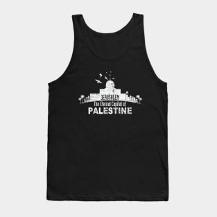 Jerusalem the Eternal Capital of Palestine will be Free Palestinian Hatta Keffiyeh Pattern - wht Tank Top